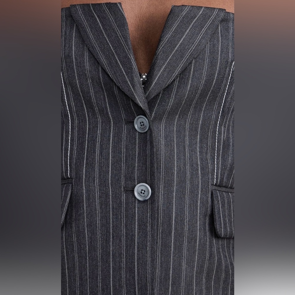 NWOT: SIMKHAI Gray Pinstripe Bustier Strapless Top Size 10 - Picture 13 of 13